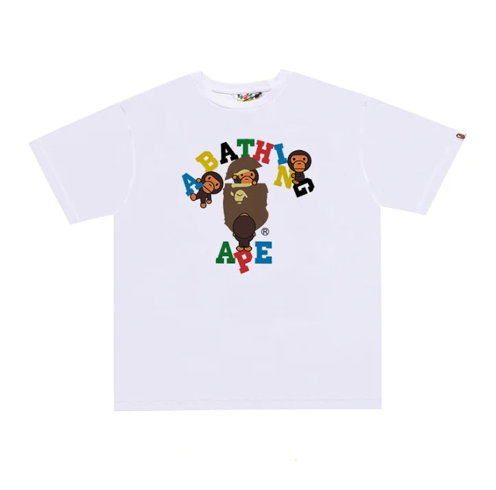 2026 1:1 High Version Letter Printing Bathing Ape Shirt Fashion Designer Hot Sell T-Shirt Men Printed Bapees Trendy T Shirt