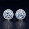 IGI Certified Luxury Moissanite Earrings 925 Sterling Silver Gold Plated Round Brilliant Cut Stud Earrings for Women Trendy