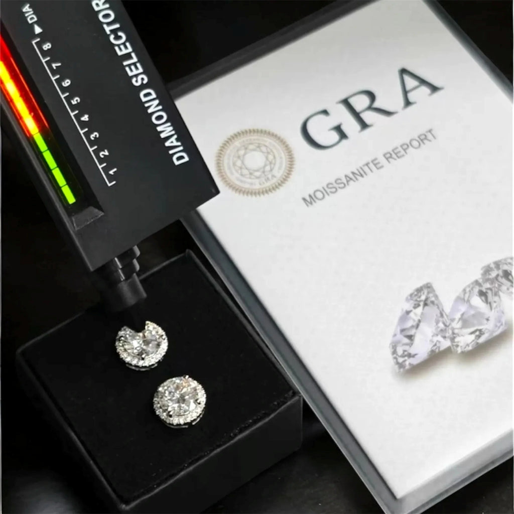 IGI Certified Luxury Moissanite Earrings 925 Sterling Silver Gold Plated Round Brilliant Cut Stud Earrings for Women Trendy