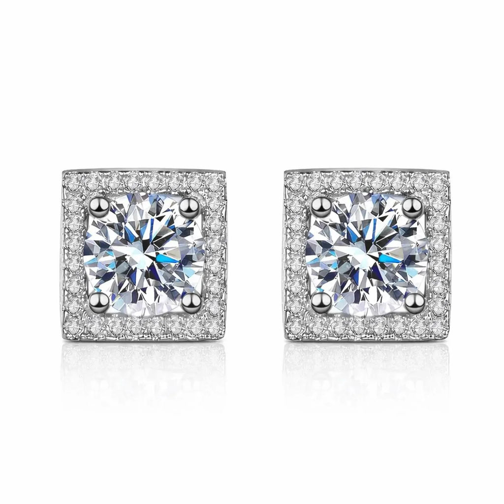 Fine Latest IGI Certificate 6mm 1 Carat 925 Sterling Silver Hip Hop Rose Gold Plated Brilliant Cut Claw Moissanite Earrings