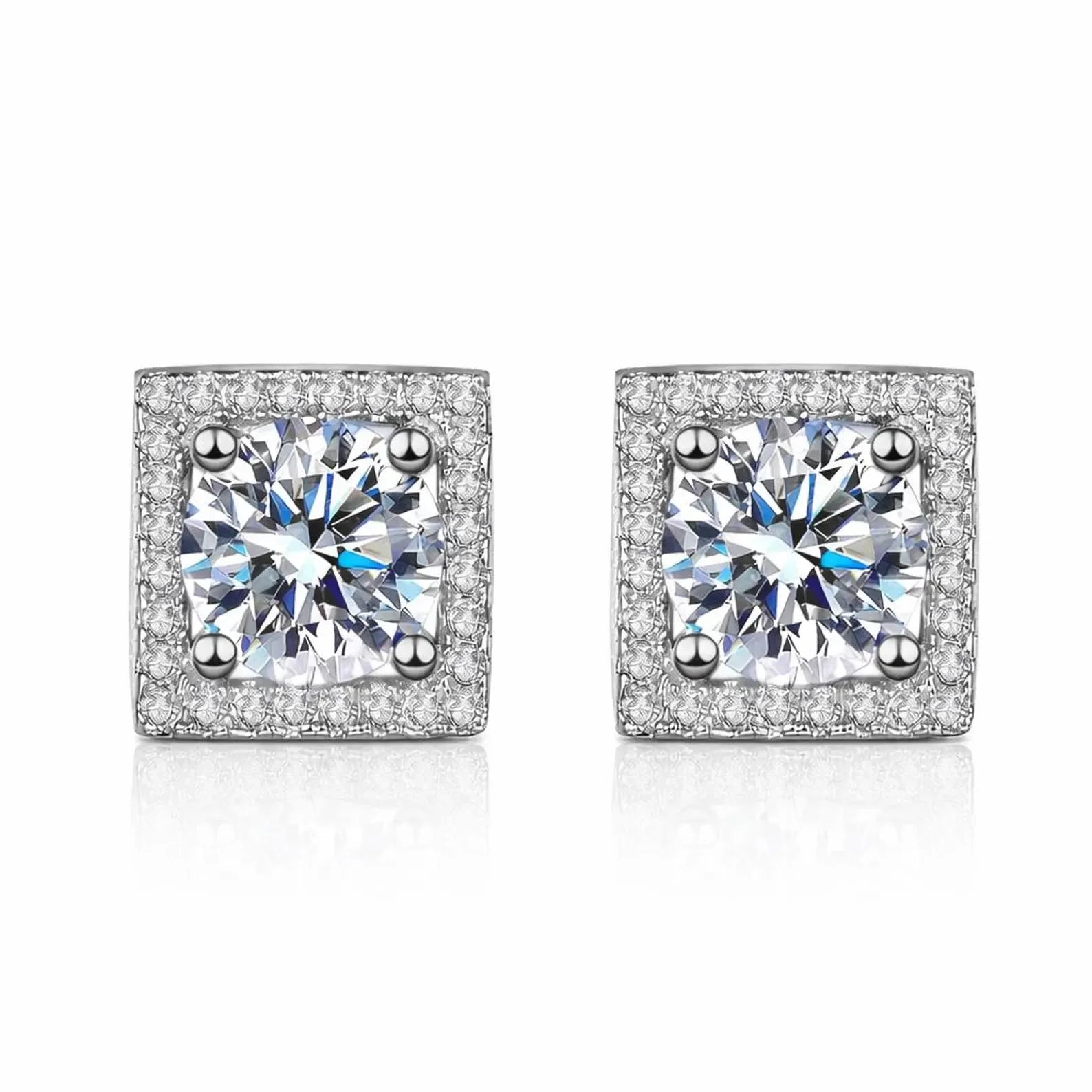 Fine Latest IGI Certificate 6mm 1 Carat 925 Sterling Silver Hip Hop Rose Gold Plated Brilliant Cut Claw Moissanite Earrings