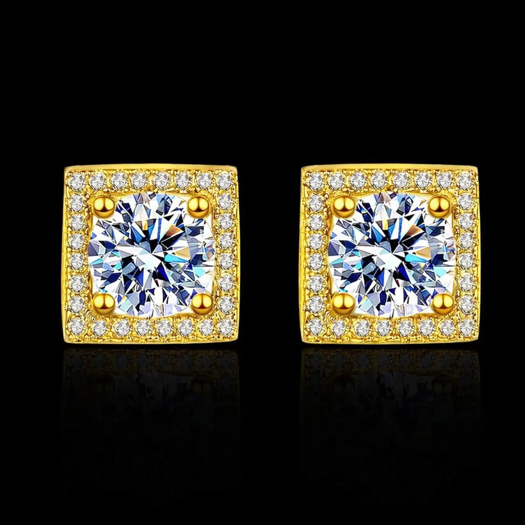 Fine Latest IGI Certificate 6mm 1 Carat 925 Sterling Silver Hip Hop Rose Gold Plated Brilliant Cut Claw Moissanite Earrings