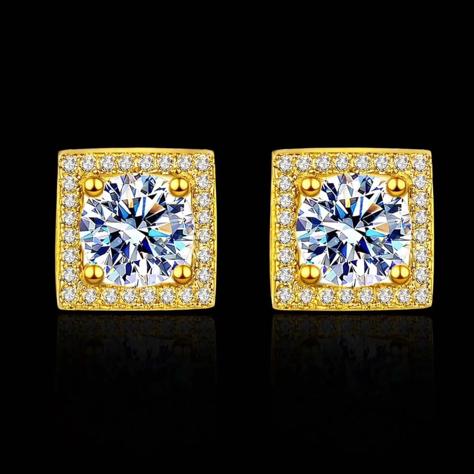 Fine Latest IGI Certificate 6mm 1 Carat 925 Sterling Silver Hip Hop Rose Gold Plated Brilliant Cut Claw Moissanite Earrings