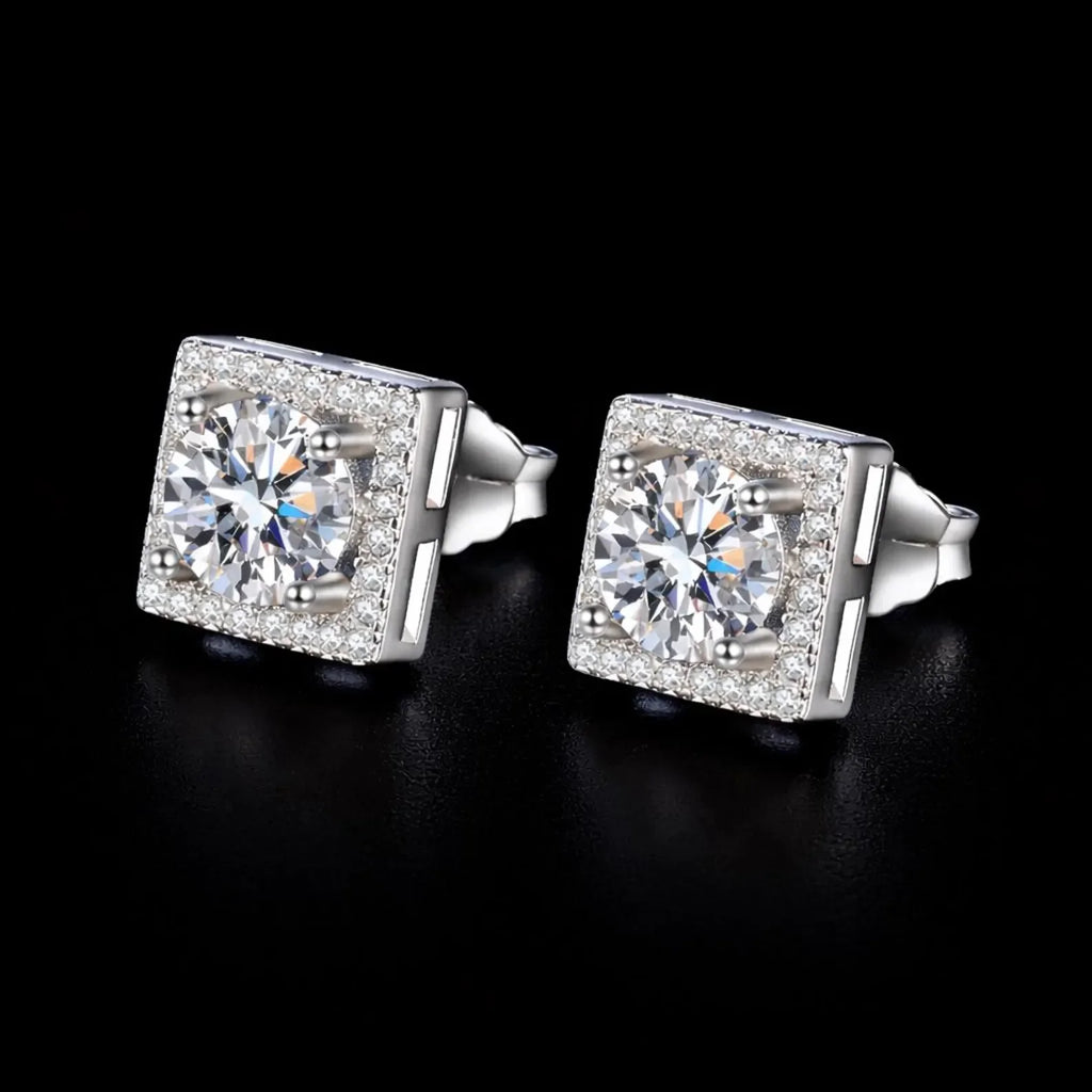 Fine Latest IGI Certificate 6mm 1 Carat 925 Sterling Silver Hip Hop Rose Gold Plated Brilliant Cut Claw Moissanite Earrings