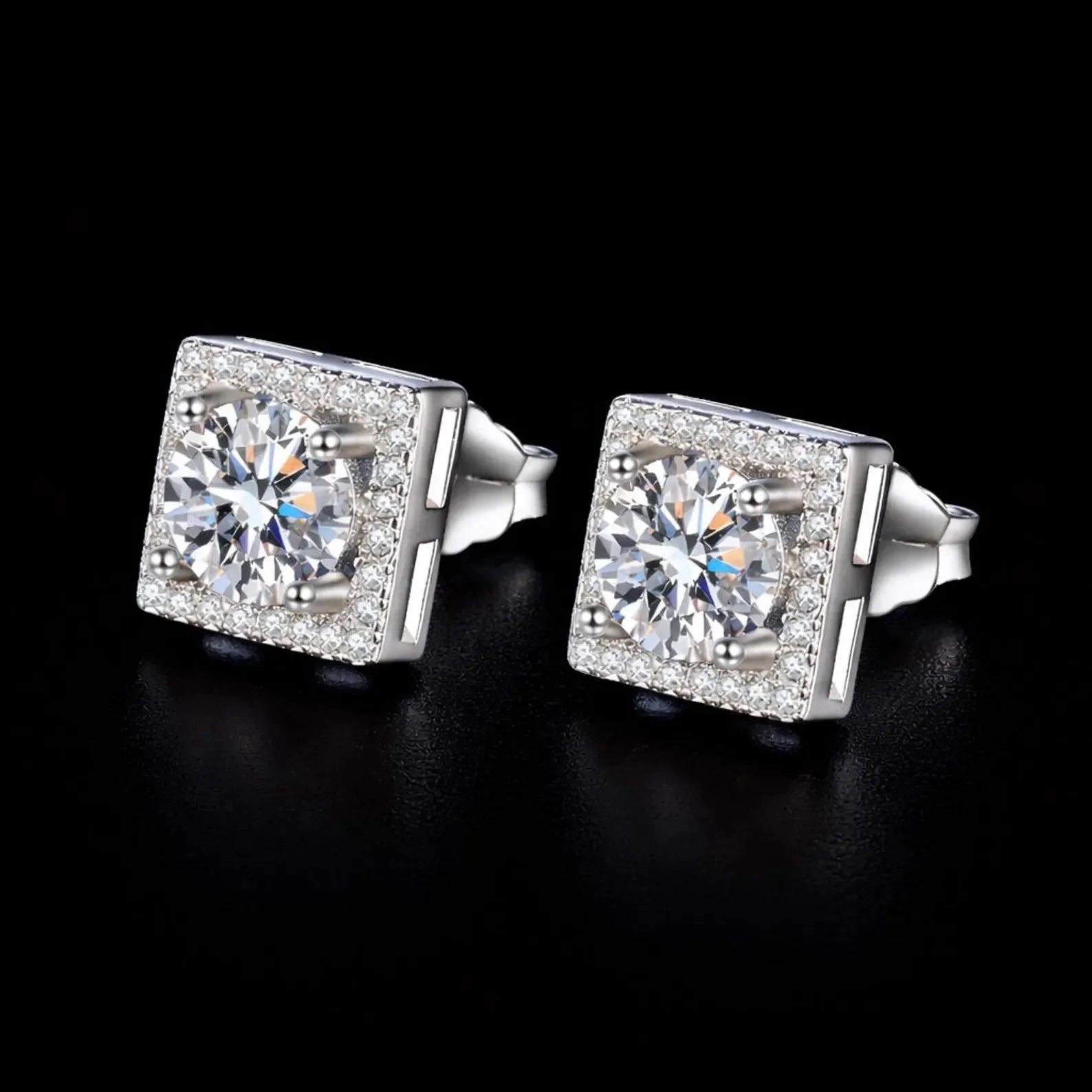 Fine Latest IGI Certificate 6mm 1 Carat 925 Sterling Silver Hip Hop Rose Gold Plated Brilliant Cut Claw Moissanite Earrings