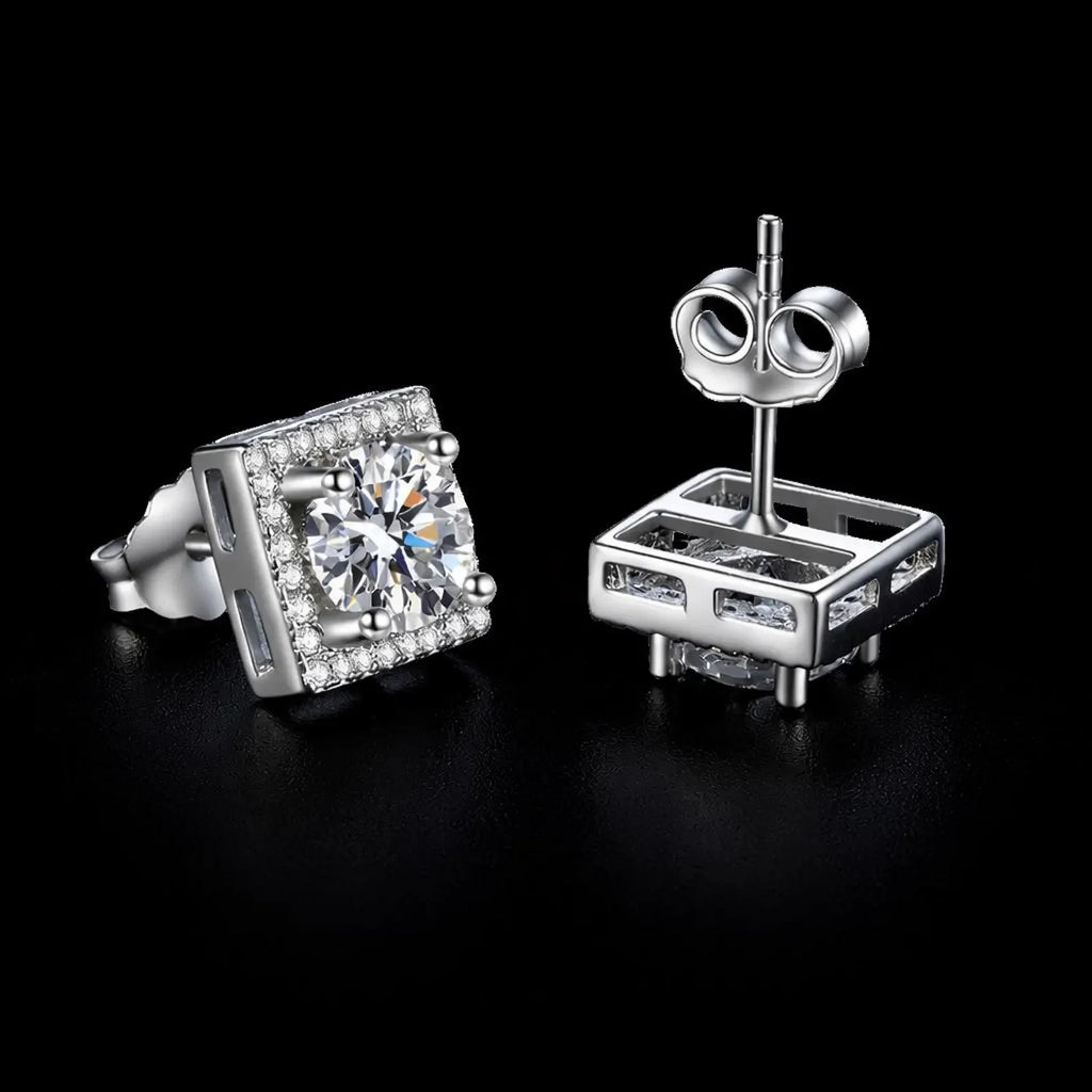 Fine Latest IGI Certificate 6mm 1 Carat 925 Sterling Silver Hip Hop Rose Gold Plated Brilliant Cut Claw Moissanite Earrings